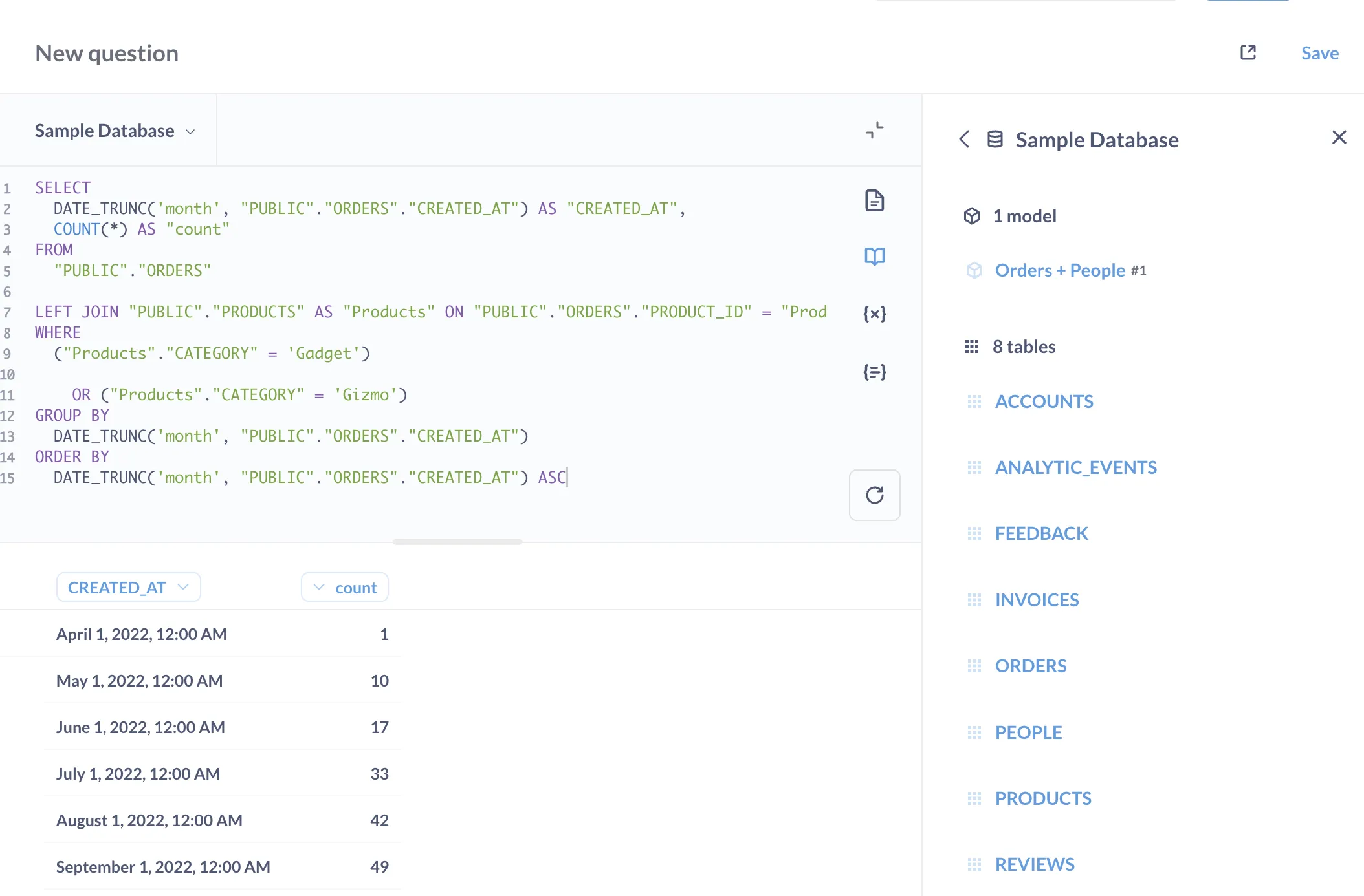 Native query editor
